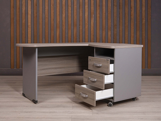 Стол с тумбой ДСП Ясень шимо Россия