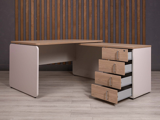 Стол с тумбой ДСП Ясень шимо Россия