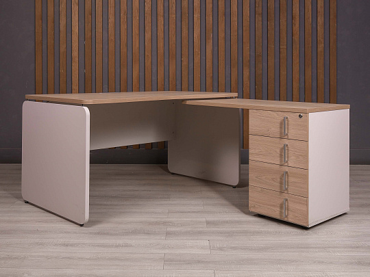 Стол с тумбой ДСП Ясень шимо Россия