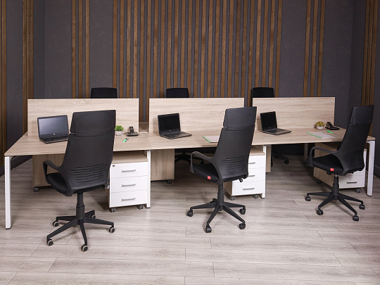 Бенч система на 6 рабочих мест ДСП Ясень шимо Россия