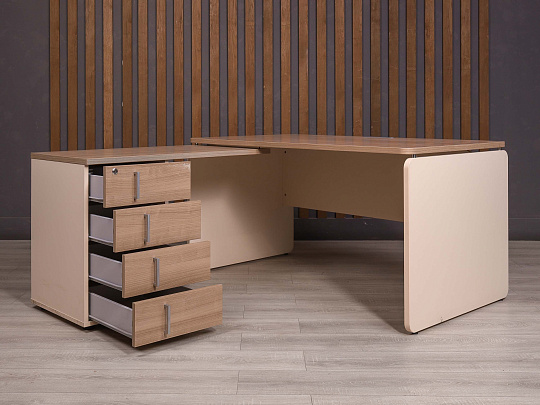 Стол с тумбой ДСП Ясень шимо Россия