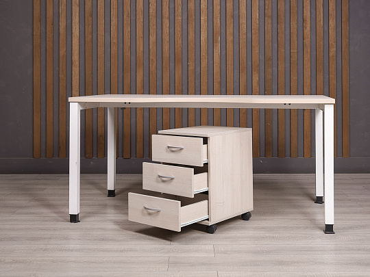 Стол с тумбой ДСП Ясень шимо Россия