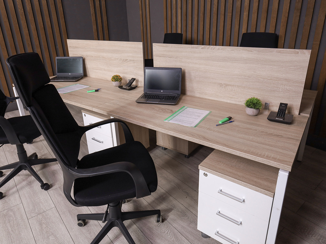 Бенч система на 4 рабочих места ДСП Ясень шимо Россия (22743-20065)