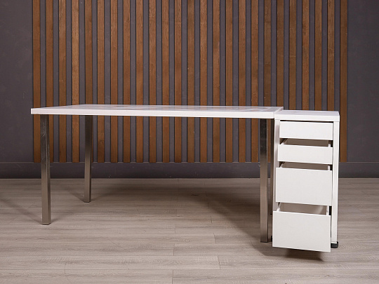 Стол с тумбой IKEA ДСП Белый Россия